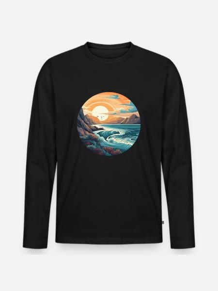 Rock beach - Men's Premium Organic Long Sleeve Shirt - black