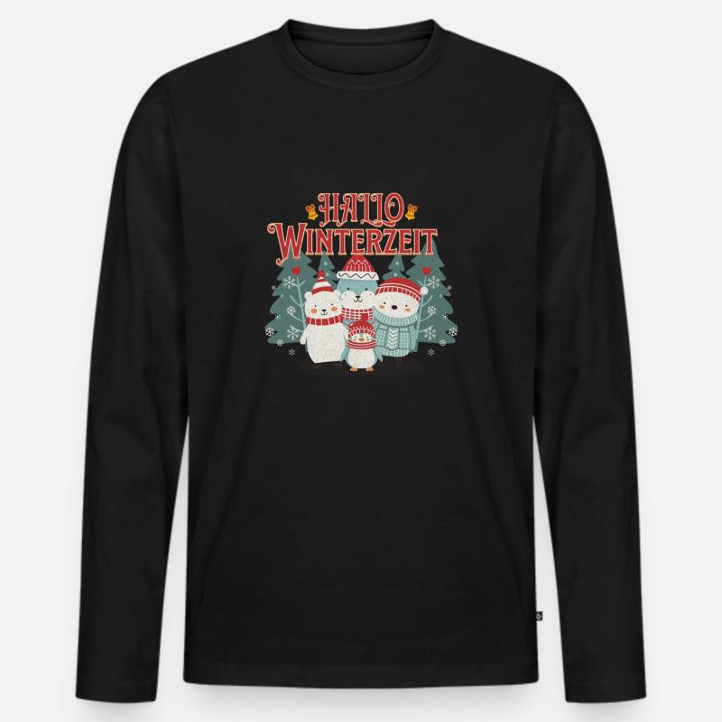 HALLO WINTERZEIT - Männer Premium Bio Langarmshirt - Schwarz