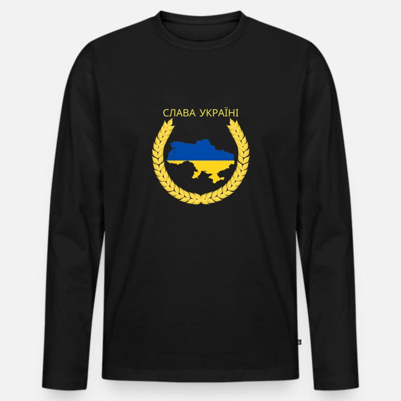 Слава Україні - Männer Premium Bio Langarmshirt - Schwarz