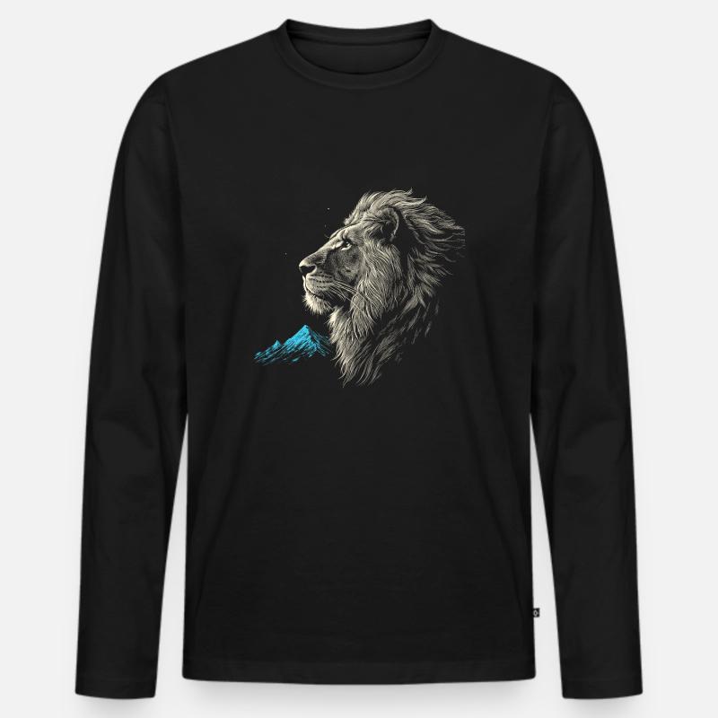 Löwe - Männer Premium Bio Langarmshirt - Schwarz