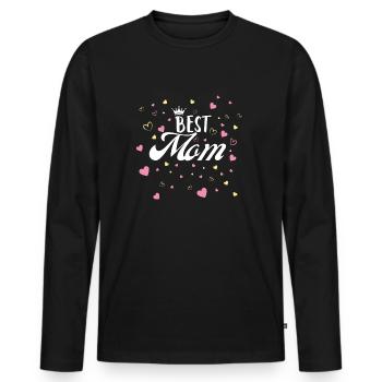 Meilleure maman - T-shirt manches longues Premium bio Homme - noir - Devant - Nico (187cm)