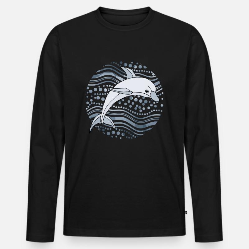 Delfin - Männer Premium Bio Langarmshirt - Schwarz