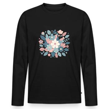 Composition floral couleur pastel - T-shirt manches longues Premium bio Homme - noir - Devant - Nico (187cm)