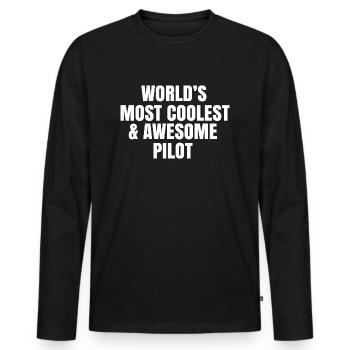 World's most coolest and awesome pilot - Men's Premium Organic Long Sleeve Shirt - black - Front - Nico (187cm)
