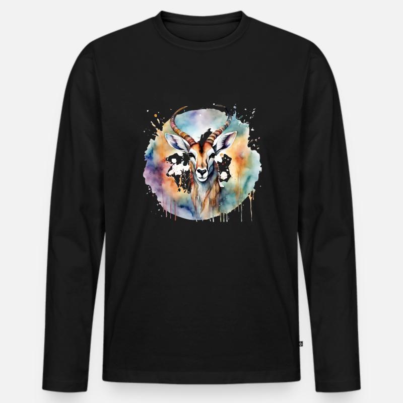 Krafttier Antilope - Männer Premium Bio Langarmshirt - Schwarz