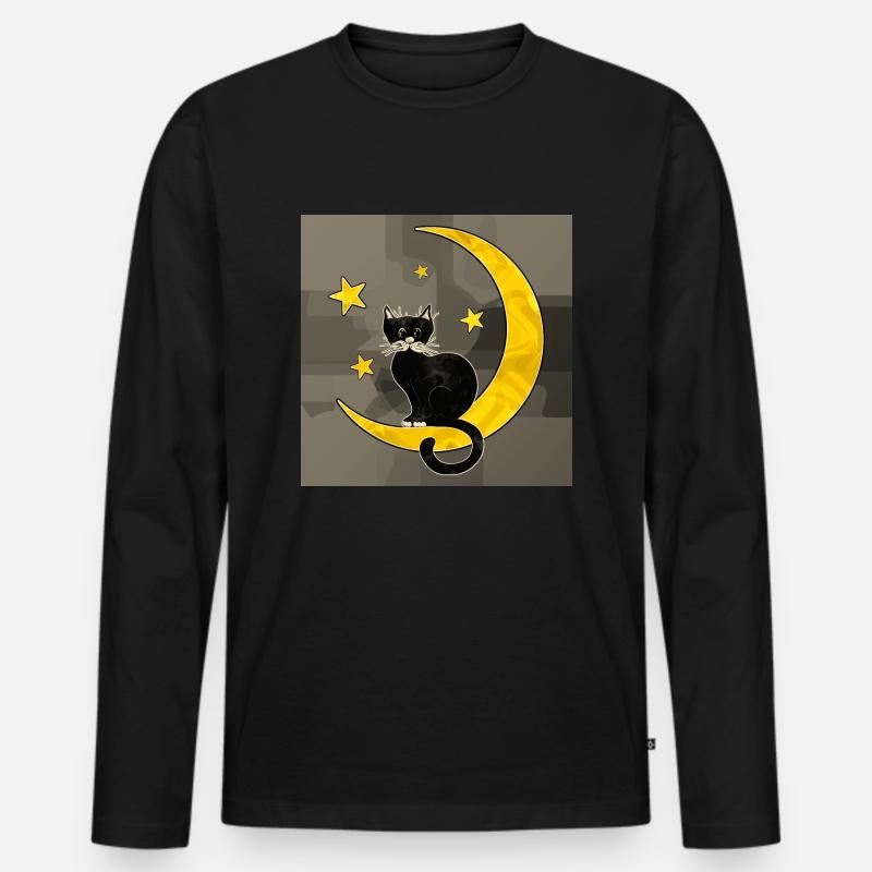 Katze - Männer Premium Bio Langarmshirt - Schwarz