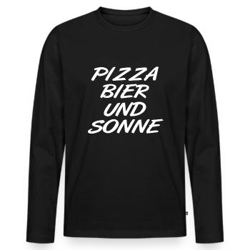Pizza - Männer Premium Bio Langarmshirt - Schwarz - Vorne - Nico (187cm)
