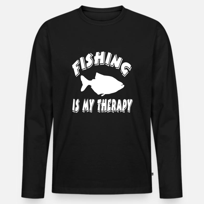 Angeln - Männer Premium Bio Langarmshirt - Schwarz
