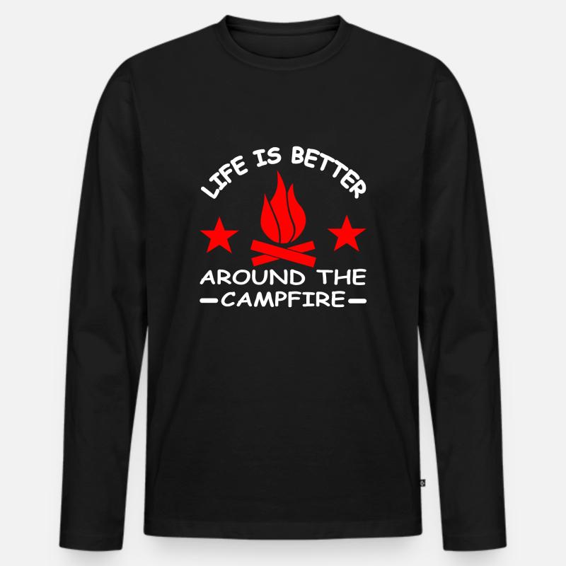 Camping - Männer Premium Bio Langarmshirt - Schwarz
