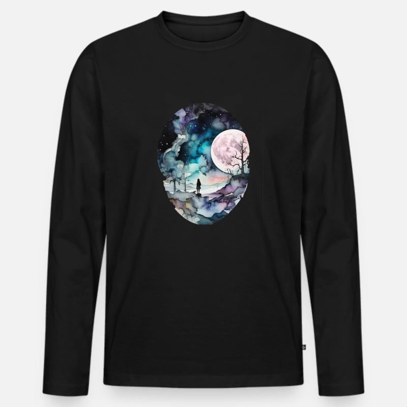 Verlorenes Land jenseitiger Träume - Männer Premium Bio Langarmshirt - Schwarz