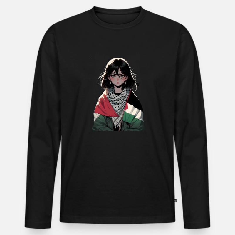 Palästina-Mädchen - Männer Premium Bio Langarmshirt - Schwarz
