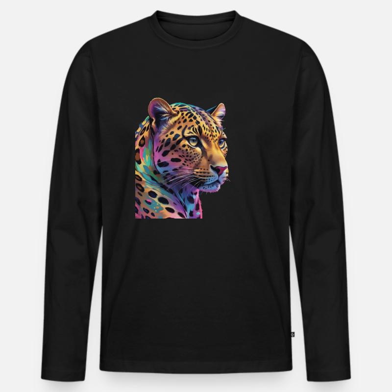 Leopard - Männer Premium Bio Langarmshirt - Schwarz