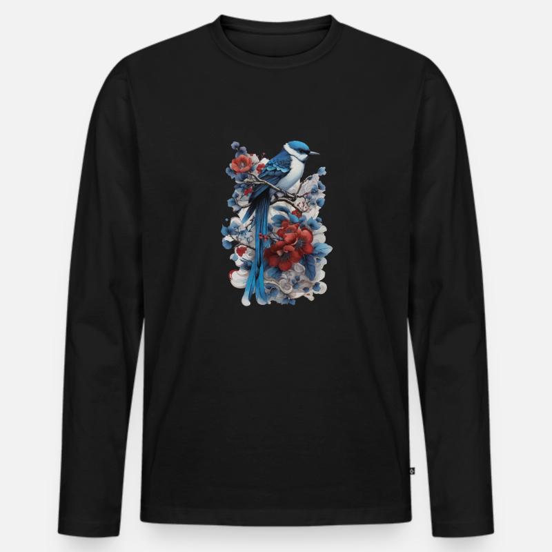 Vogel - Männer Premium Bio Langarmshirt - Schwarz