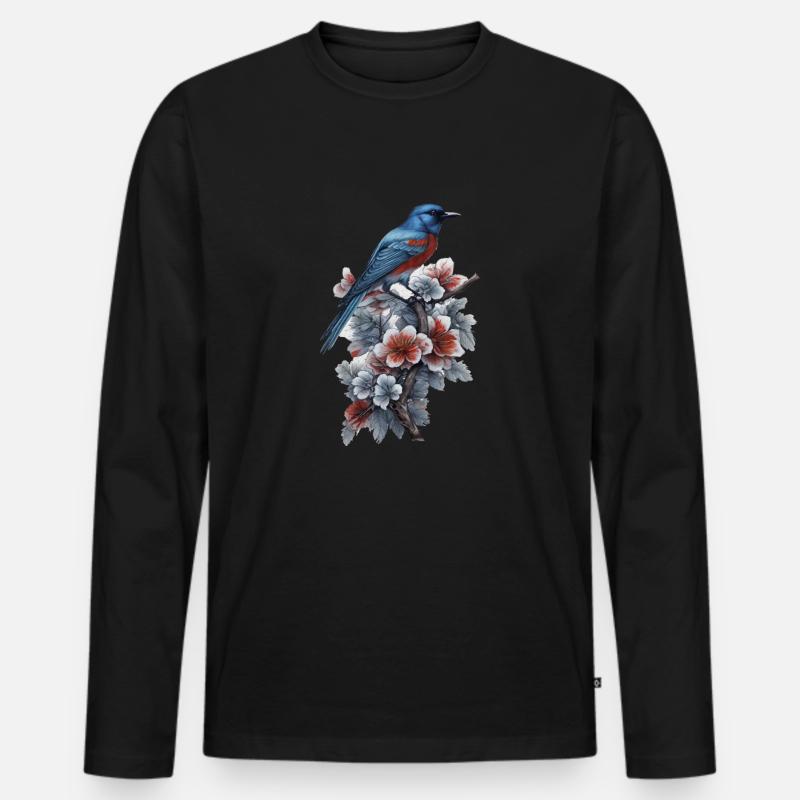 Vogel - Männer Premium Bio Langarmshirt - Schwarz