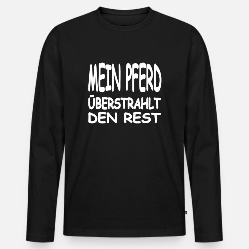Pferd - Männer Premium Bio Langarmshirt - Schwarz