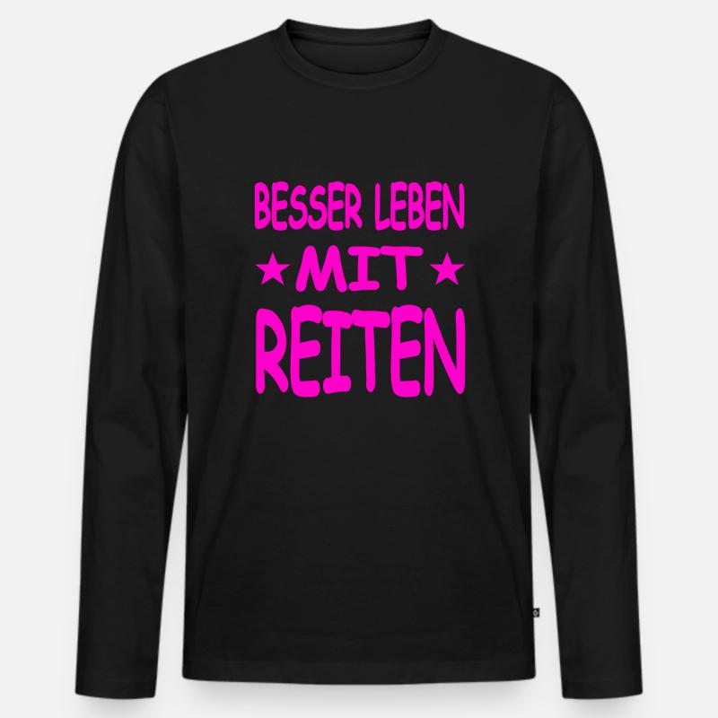 Reiten - Männer Premium Bio Langarmshirt - Schwarz