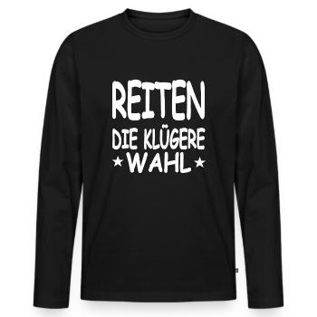 Reiten - Männer Premium Bio Langarmshirt - Schwarz - Vorne - Nico (187cm)