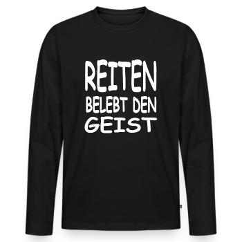 Reiten - Männer Premium Bio Langarmshirt - Schwarz - Vorne - Nico (187cm)