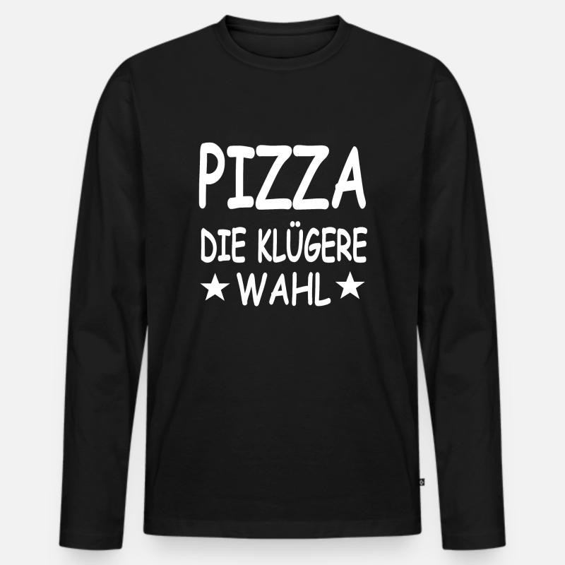 Pizza - Männer Premium Bio Langarmshirt - Schwarz