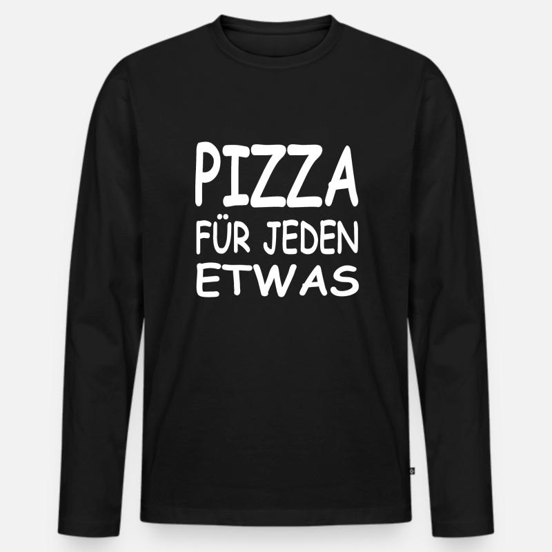 Pizza - Männer Premium Bio Langarmshirt - Schwarz