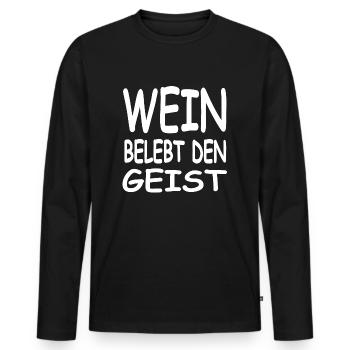 Wein - Männer Premium Bio Langarmshirt - Schwarz - Vorne - Nico (187cm)