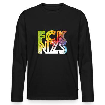 FCK NZS - Men's Premium Organic Long Sleeve Shirt - black - Front - Nico (187cm)