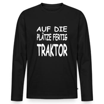 Traktor - Männer Premium Bio Langarmshirt - Schwarz - Vorne - Nico (187cm)