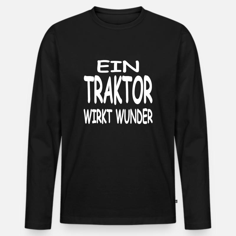Traktor - Männer Premium Bio Langarmshirt - Schwarz