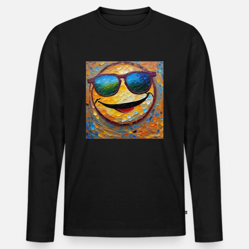 MrSmiley - Männer Premium Bio Langarmshirt - Schwarz