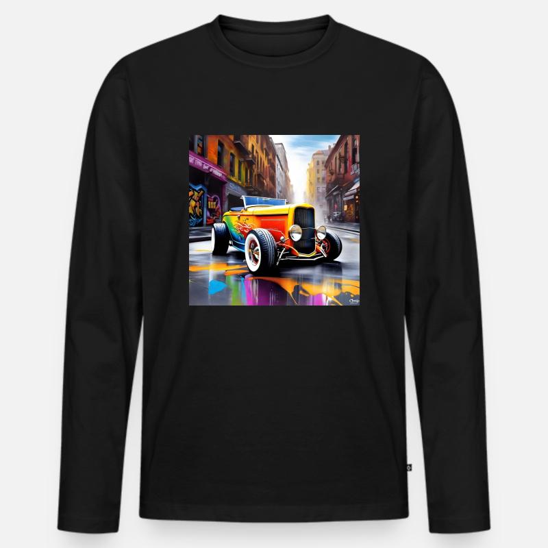 Hotrod V8 - Männer Premium Bio Langarmshirt - Schwarz