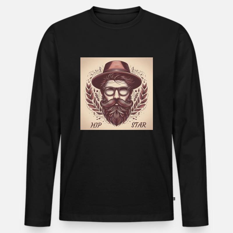 Hip Star - Männer Premium Bio Langarmshirt - Schwarz