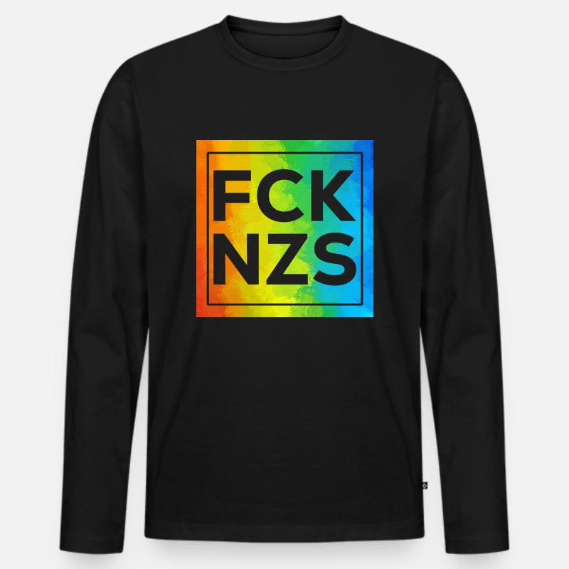 FCK NZS Cutout mit Rahmen - Männer Premium Bio Langarmshirt - Schwarz