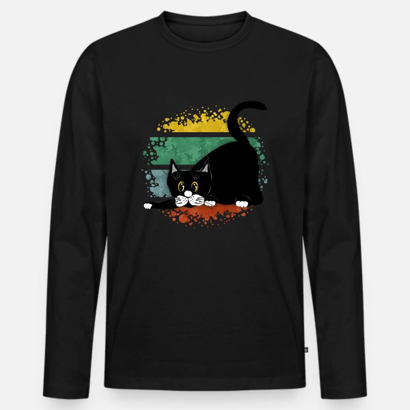 Katze - Männer Premium Bio Langarmshirt - Schwarz
