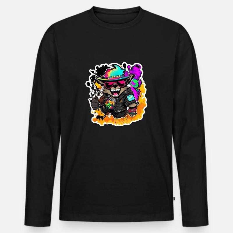 Cooles Alpaka Geschenk - Männer Premium Bio Langarmshirt - Schwarz