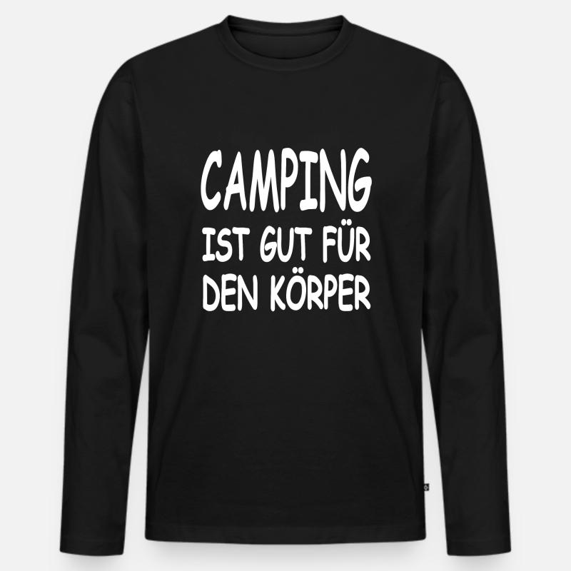 Camping - Männer Premium Bio Langarmshirt - Schwarz