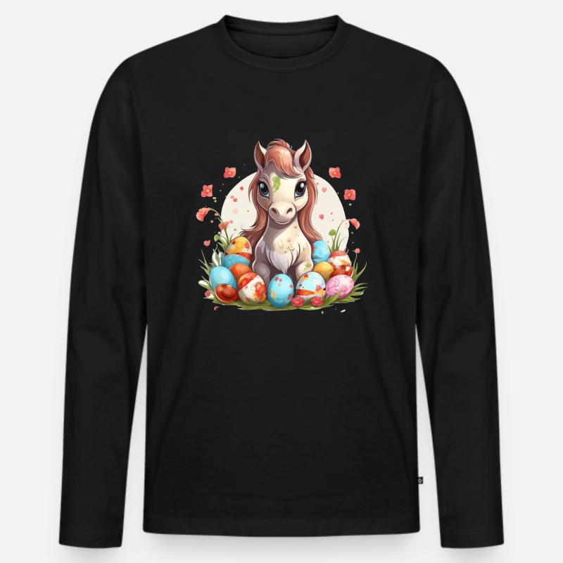 Easter eggs with bangs - Men's Premium Organic Long Sleeve Shirt - black