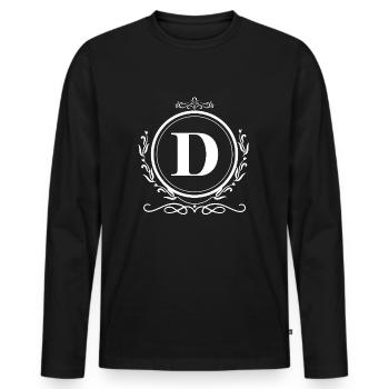 lettre d décoration - T-shirt manches longues Premium bio Homme - noir - Devant - Nico (187cm)