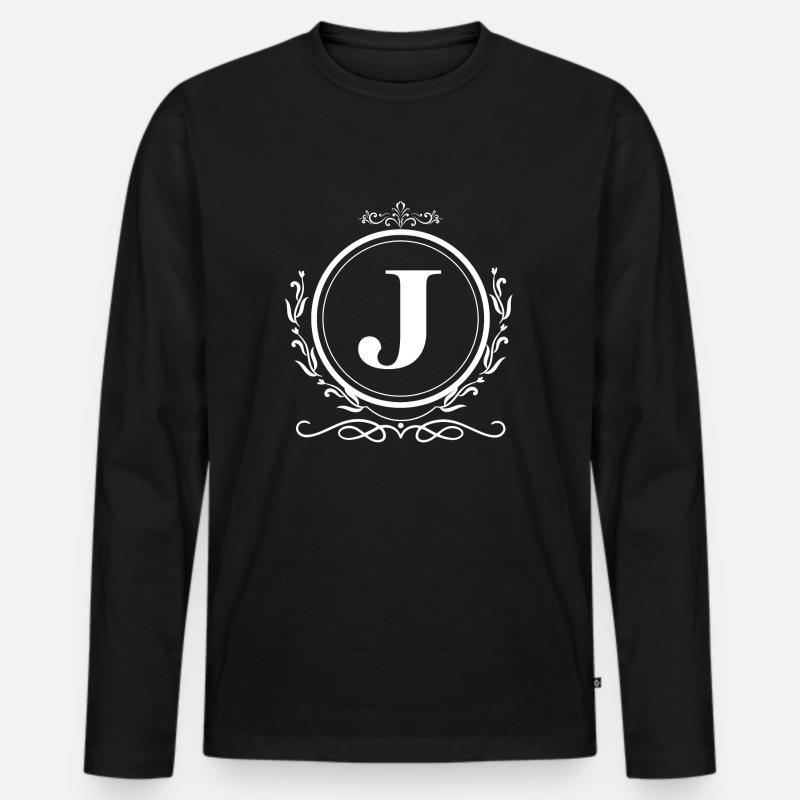 Buchstabe J Dekoration - Männer Premium Bio Langarmshirt - Schwarz