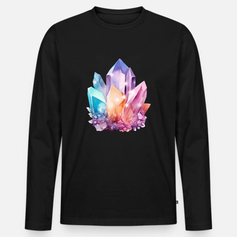 Bunter Kristall - Männer Premium Bio Langarmshirt - Schwarz