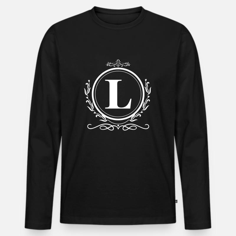 Buchstabe L Dekoration - Männer Premium Bio Langarmshirt - Schwarz