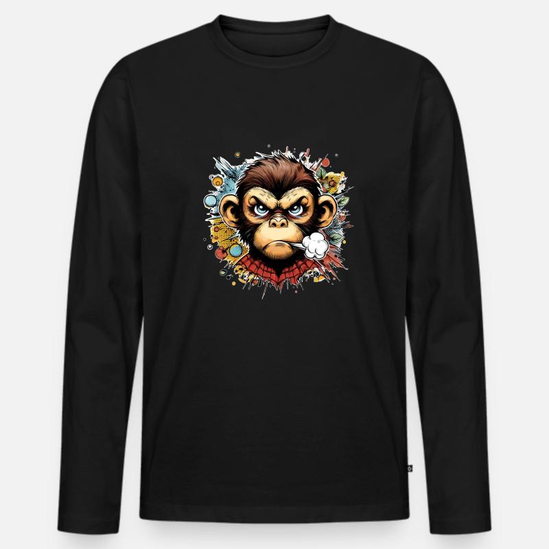 Affe angry schimpanse cartoon - Männer Premium Bio Langarmshirt - Schwarz