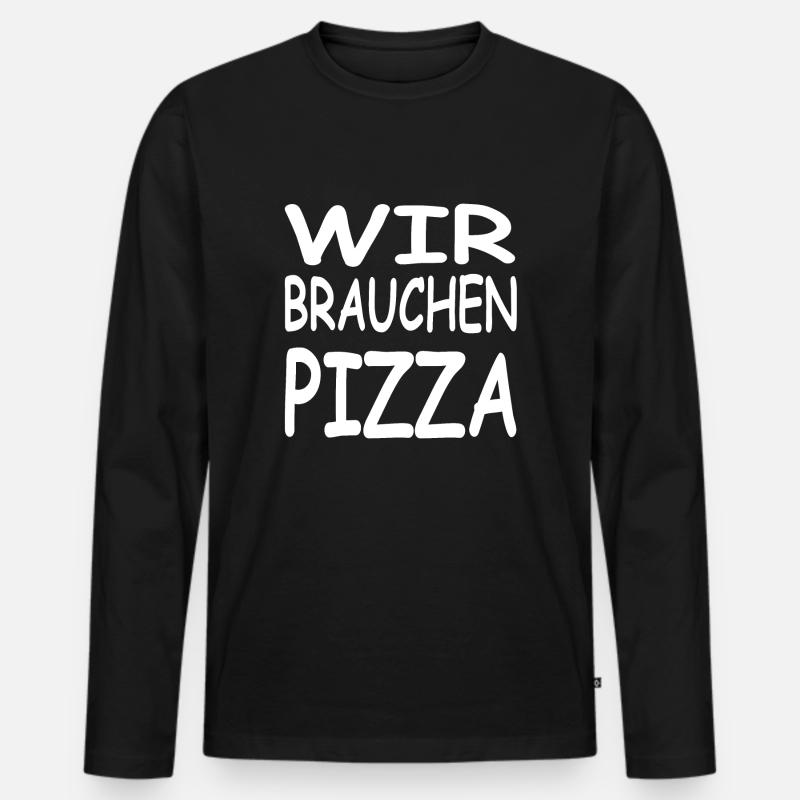 Pizza - Männer Premium Bio Langarmshirt - Schwarz