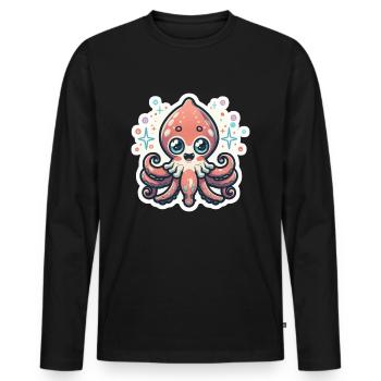 Squid Lover - Men's Premium Organic Long Sleeve Shirt - black - Front - Nico (187cm)