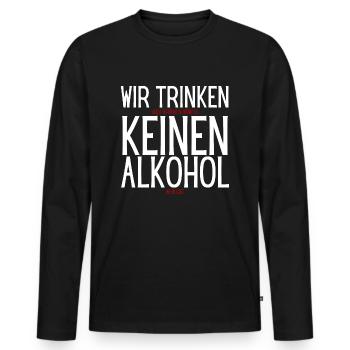 Sans alcool? Regardez à deux fois ! - T-shirt manches longues Premium bio Homme - noir - Devant - Nico (187cm)