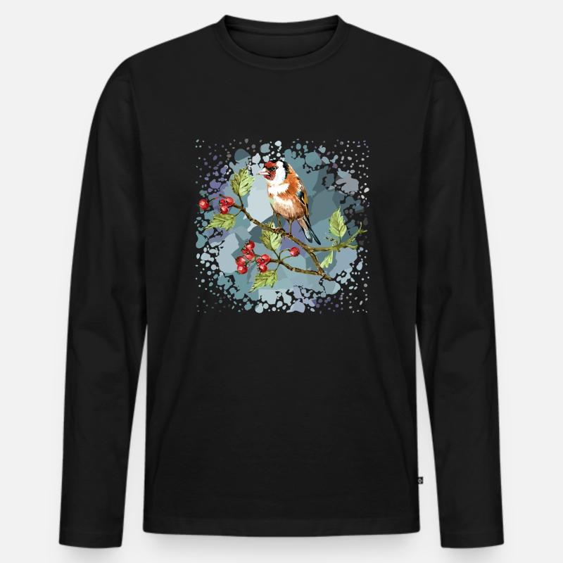Bunter Vogel - Männer Premium Bio Langarmshirt - Schwarz