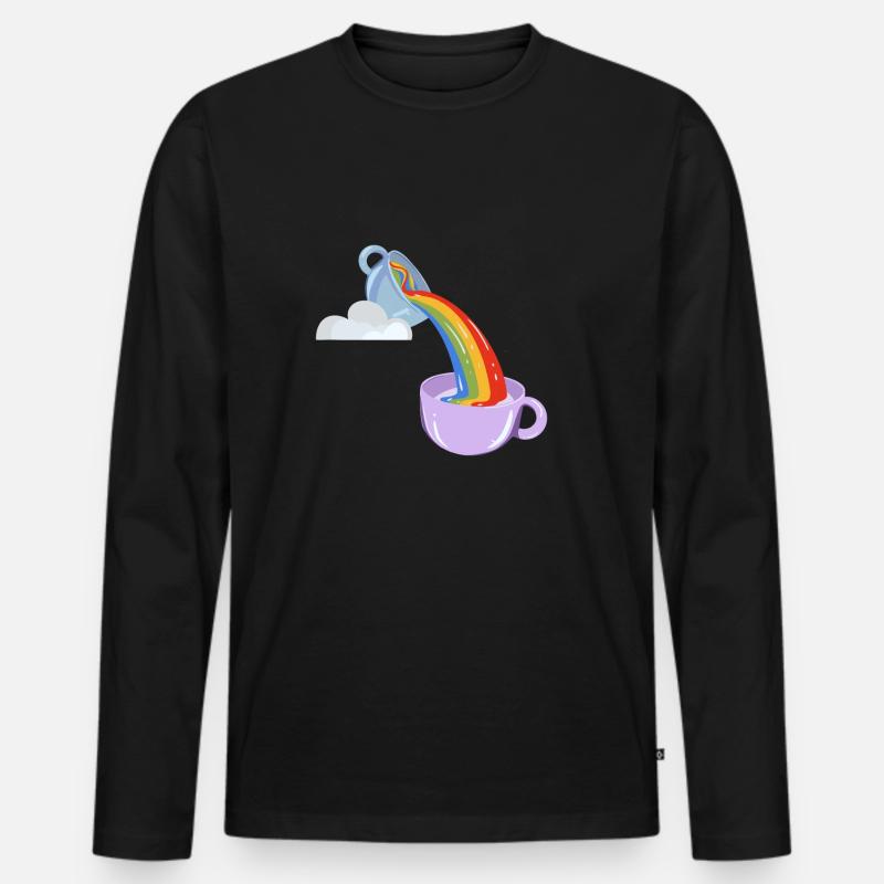 Rainbow Tea - Männer Premium Bio Langarmshirt - Schwarz