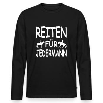 Reiten - Männer Premium Bio Langarmshirt - Schwarz - Vorne - Nico (187cm)