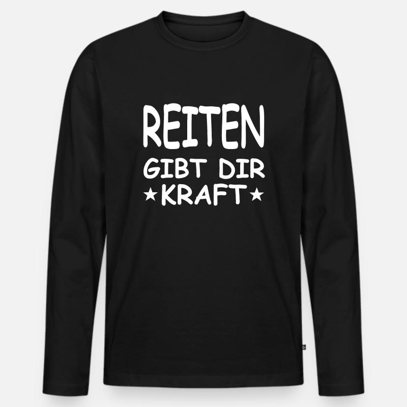Reiten - Männer Premium Bio Langarmshirt - Schwarz