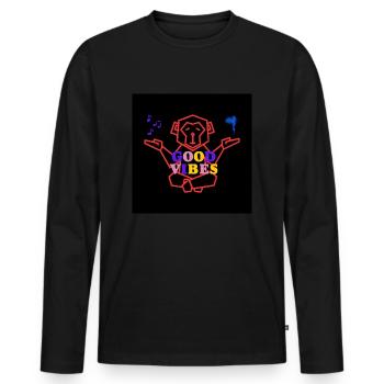 Positive vibes - Men's Premium Organic Long Sleeve Shirt - black - Front - Nico (187cm)