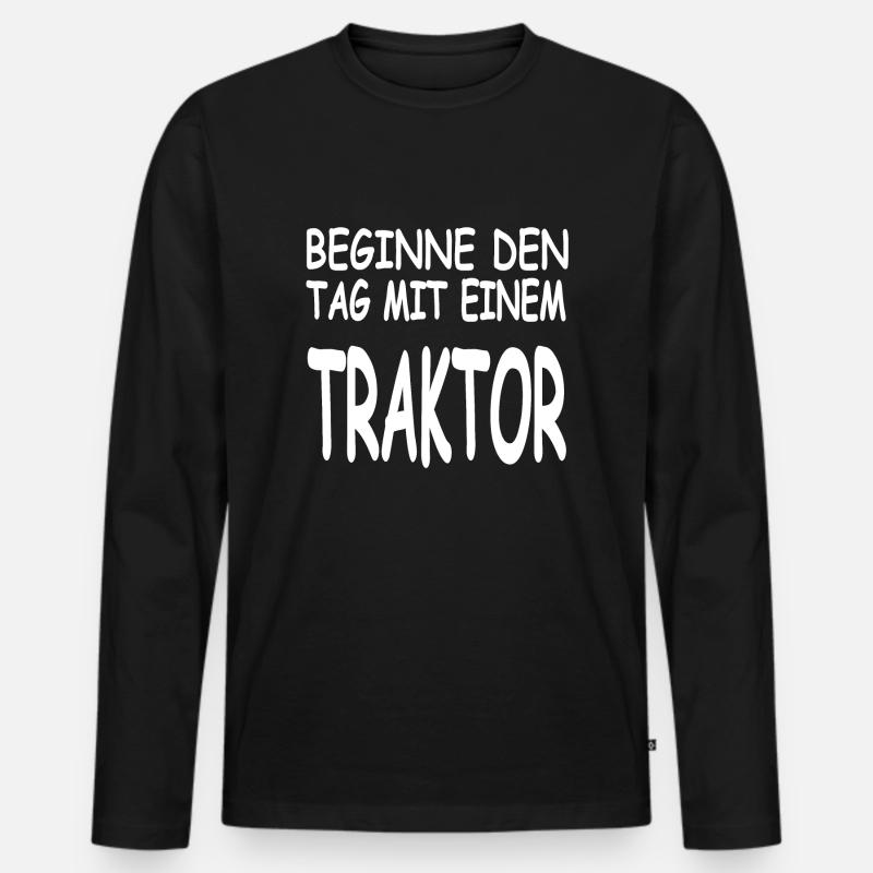 Traktor - Männer Premium Bio Langarmshirt - Schwarz
